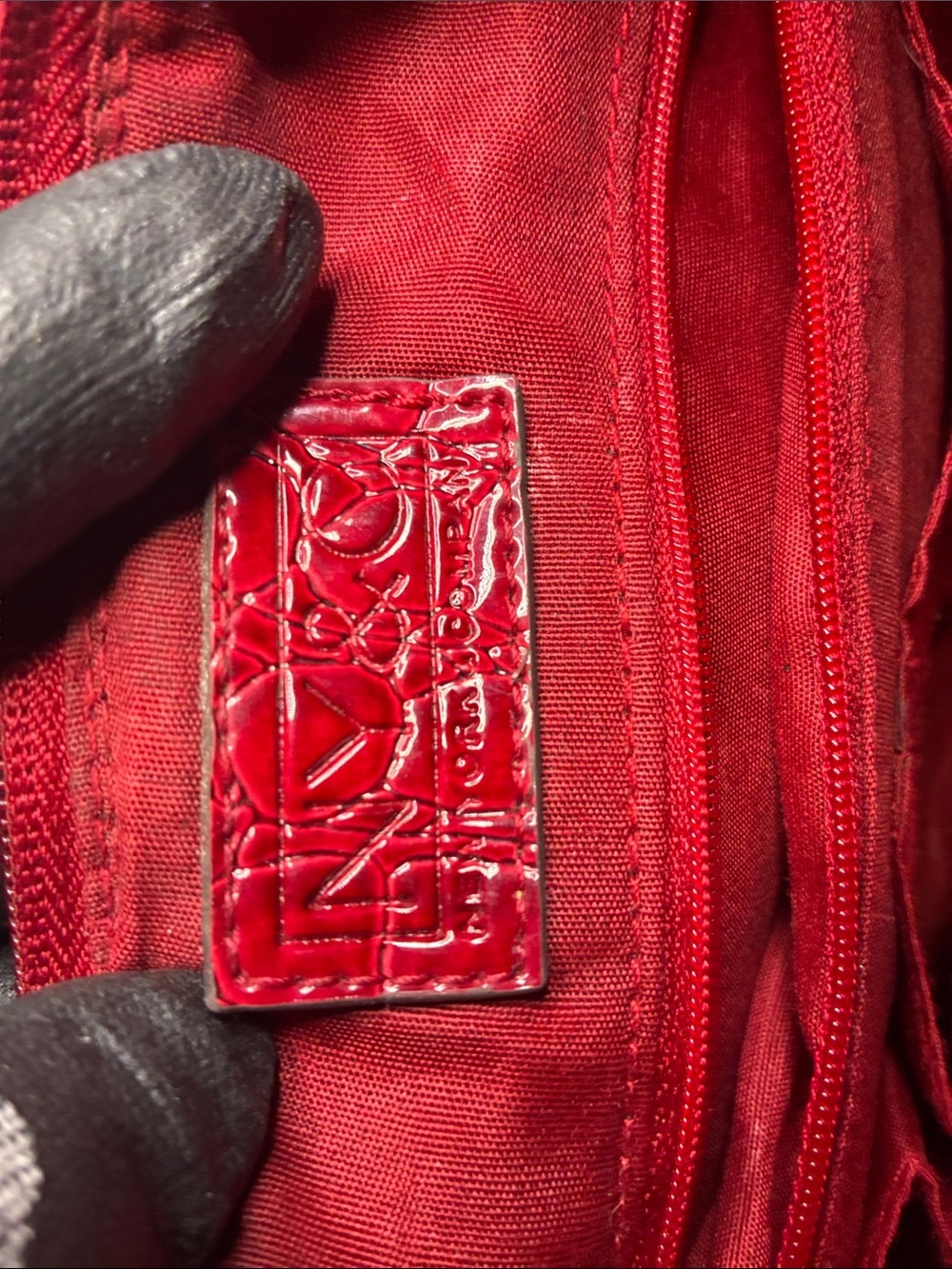 New York & Company Red Croc-Embossed Shoulder Bag with Buckle Accent - Picture 6 of 6